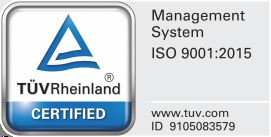 TÜV Rheinland certified mark, Management System ISO 9001:2015