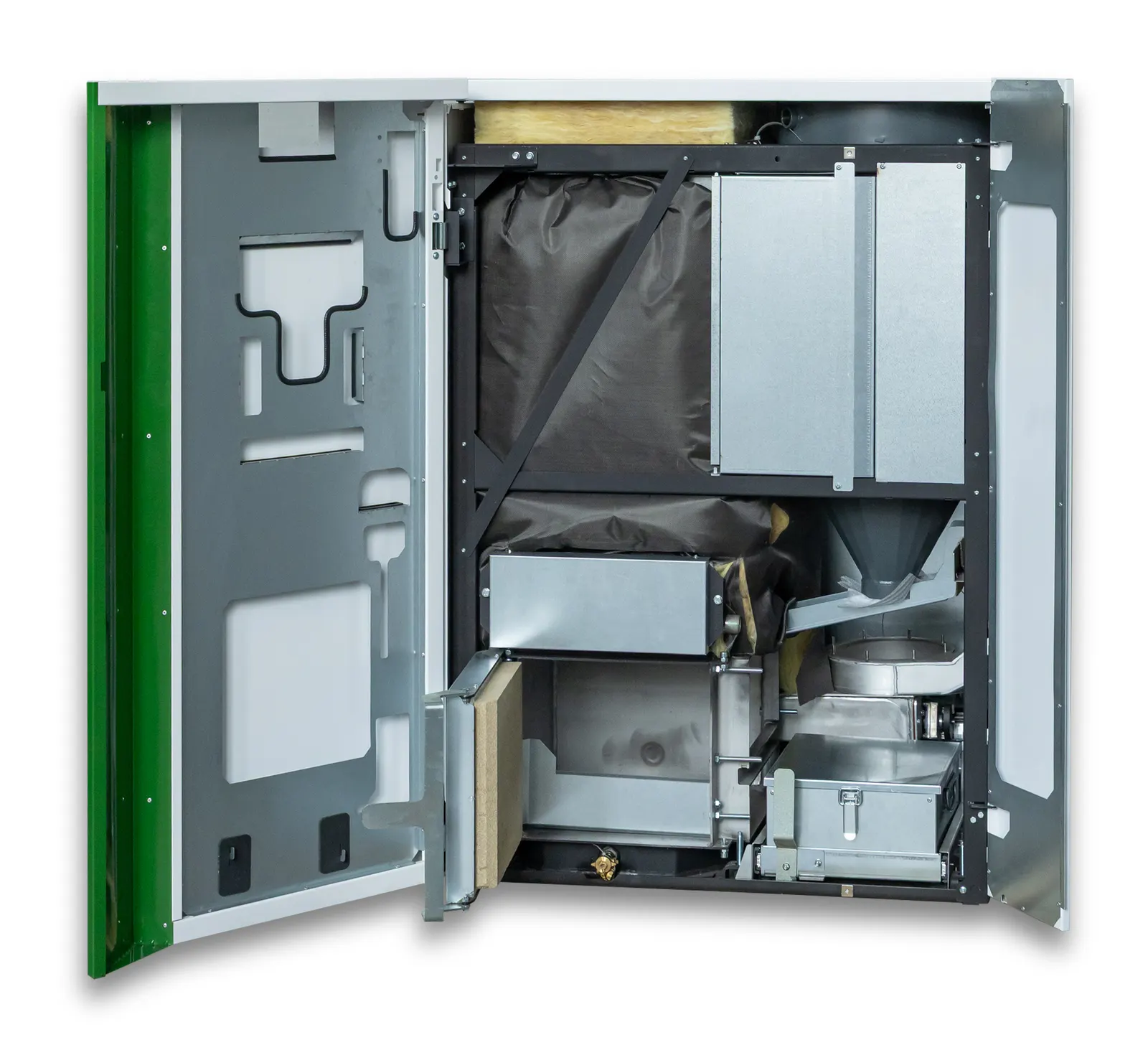 A finished unit with its door open, showing the assembled internals built and fitted at Platt